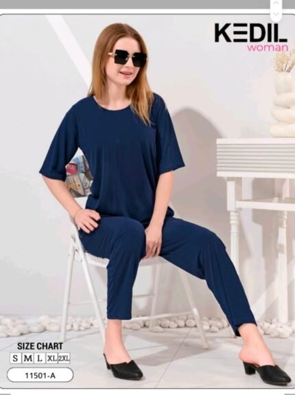 Navy Blue Relaxed Fit Lounge & Night Set